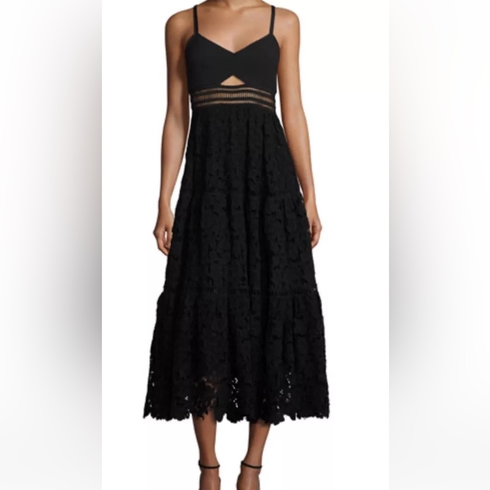 Rebecca Taylor Piqué Lace Dress Size 2 Black
